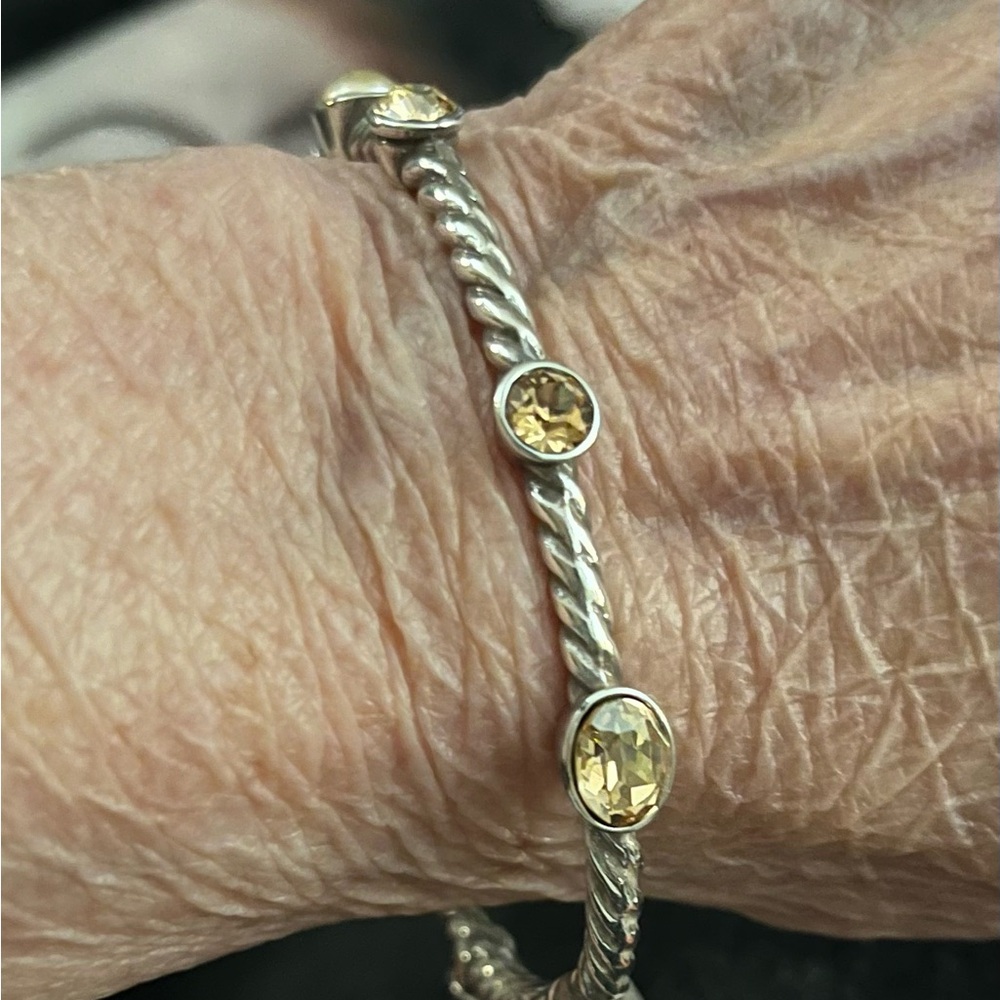 Brighton Monte Carlo bracelet with Topaz and glass pearls NWOT